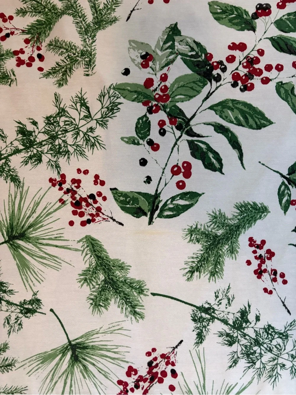 Holiday Pine & Berry Print placemat - White/Green/Red bundle
